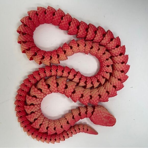 Articulating Snake 3D Printed 5 Feet Long Red Yellow Color Décor Gift - Picture 4 of 7
